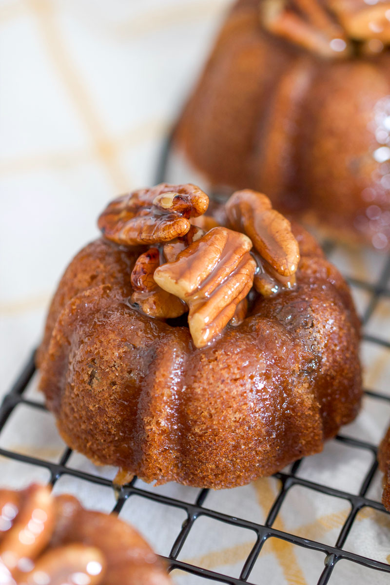 Mini Chocolate Fluted Tube Cakes with Salted Caramel Glaze - Wilton